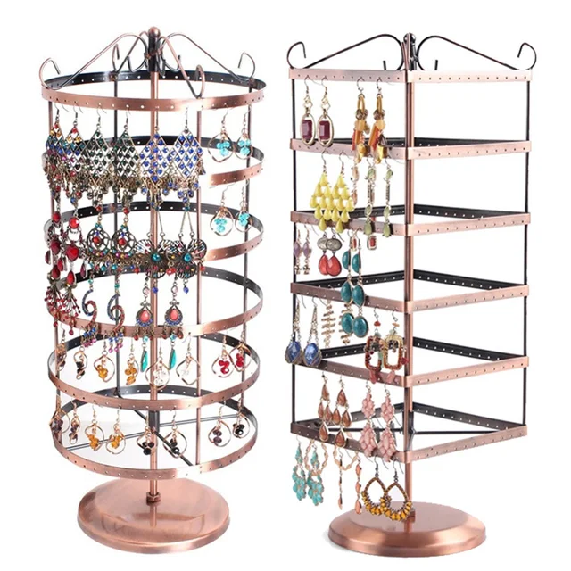 40 Holes Brown Metal Jewelry Display Shelf Square Revolving Earring Gorgeous Revolving Jewelry Display Stand 40 Holes Brown Metal Jewelry Display Shelf Square Revolving Earring Gorgeous Revolving Jewelry Display Stand