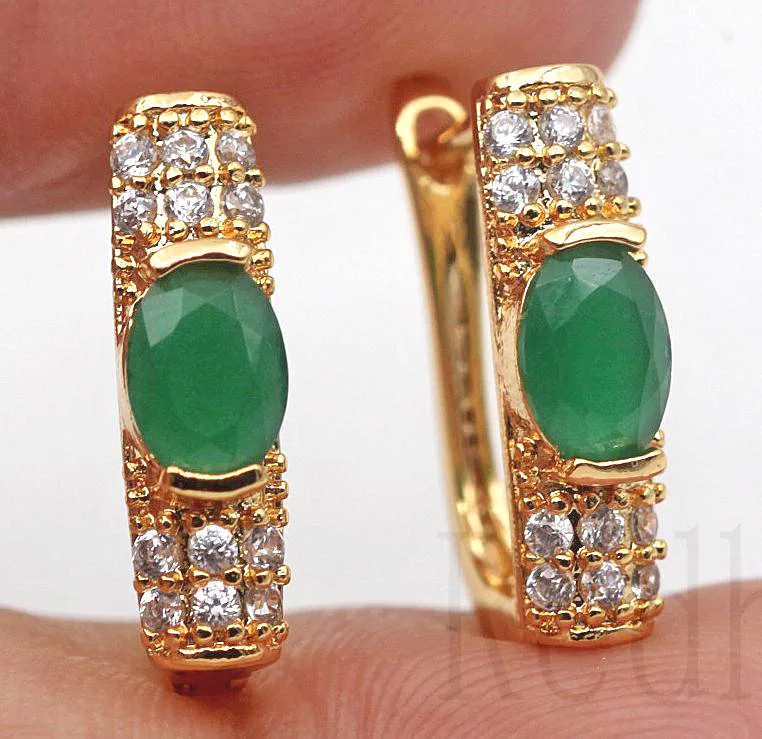 

Luxury Hoop Earrings Gold Filled Rainbow Red Green Zircon Earring Vintage Jewelry for Party Wedding Anniversary Engagement Gift
