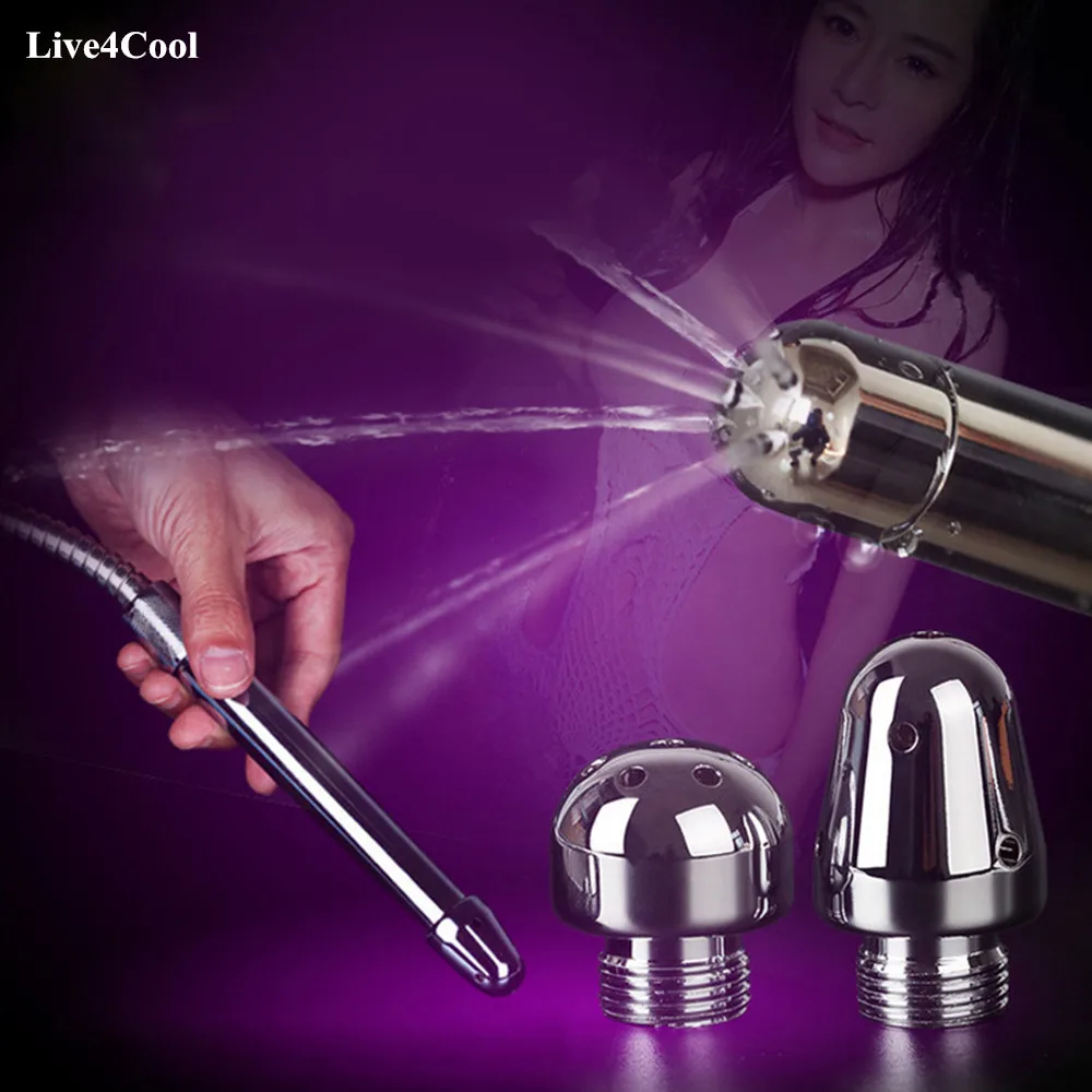 Anal Vagina Flusher with 3 Heads Aluminum Alloy Flushing Spray Device Adult Health Care Products Anal Sex Toys for Women Men