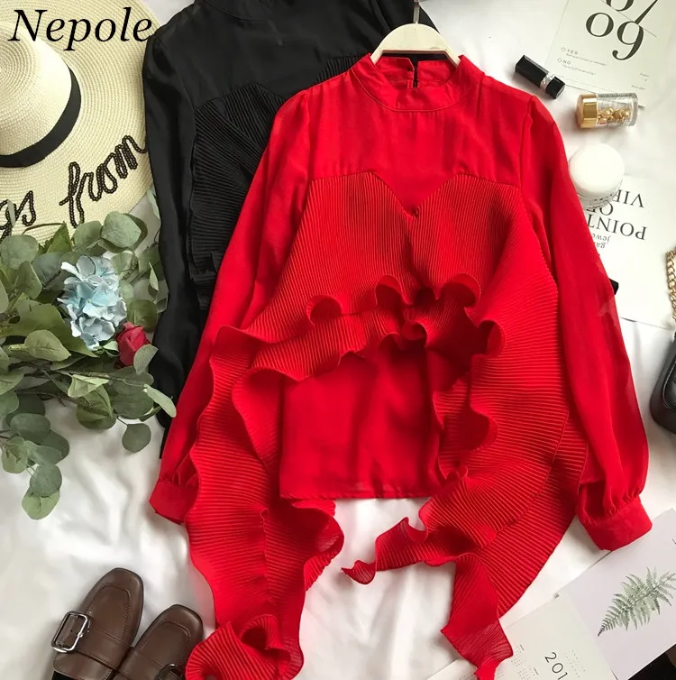 Neploe Асимметричная Лоскутная Милая шифоновая блузка для девочек 2019 летняя модная