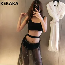 KEKAKA с юбкой винтажный корейский Черный Белый Цельный купальник сексуальный вырез на косточках женский купальник-Монокини Купальный Костюм