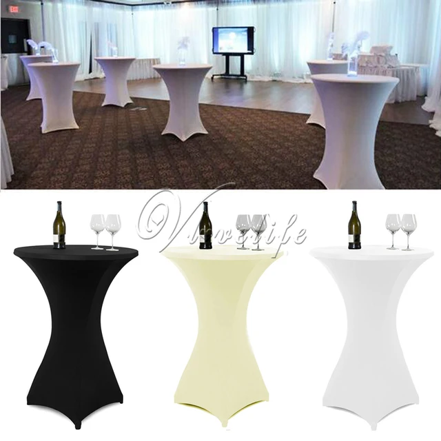 1Piece 80cm White/Black/Ivory Cocktail Table Cover Lycra