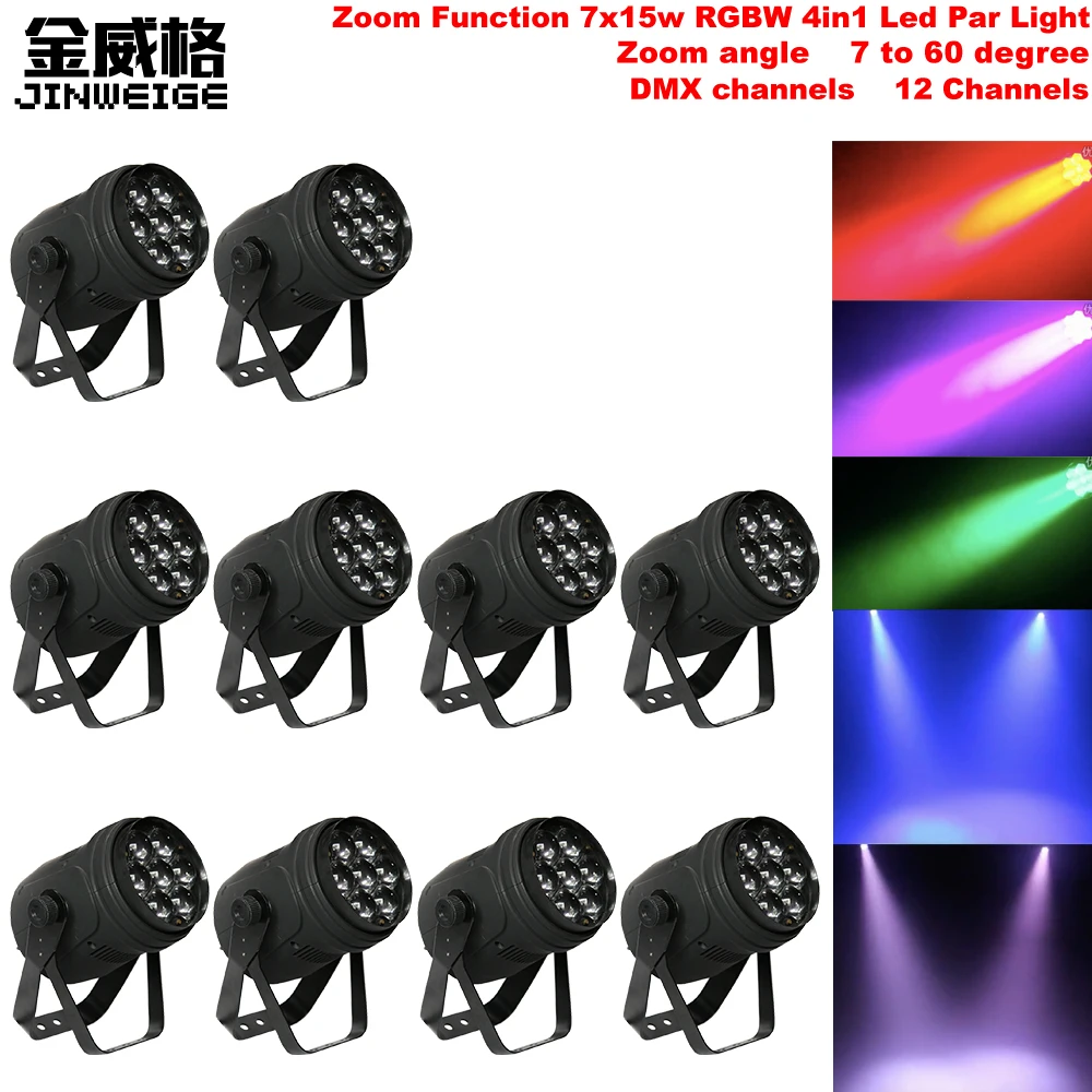 Free Shipping 10pcs/Lot 7x15w 4in1 RGBW Zoom Stage Led Par Light Zoom
