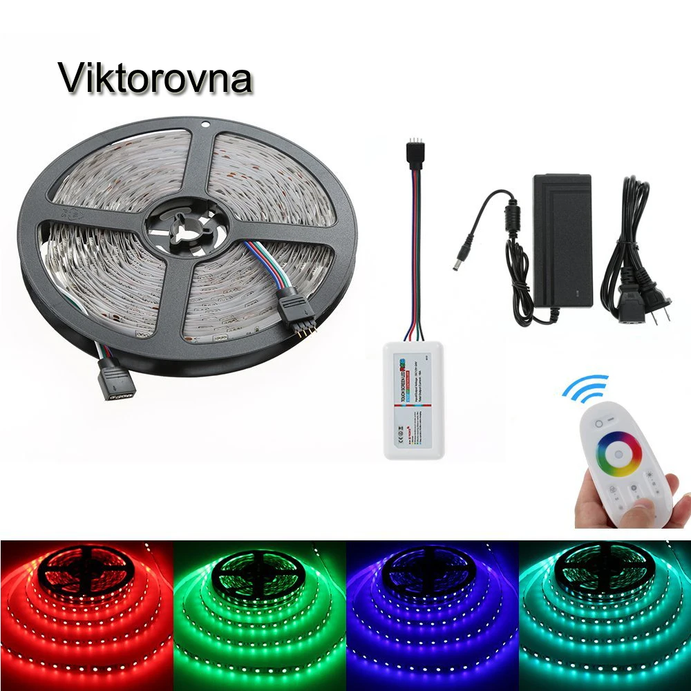 

RGB LED Strip Light Waterproof SMD 5050 Led Strips 5M 10M Flexible Ribbon Diode Tape + 2.4G remote Controller power strip set