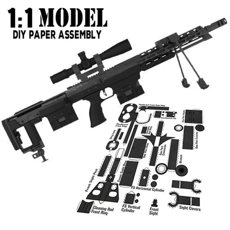 1:1 DSR 1 Long Plus Игрушечная модель пистолета Paper смонтированная обучающая игрушка
