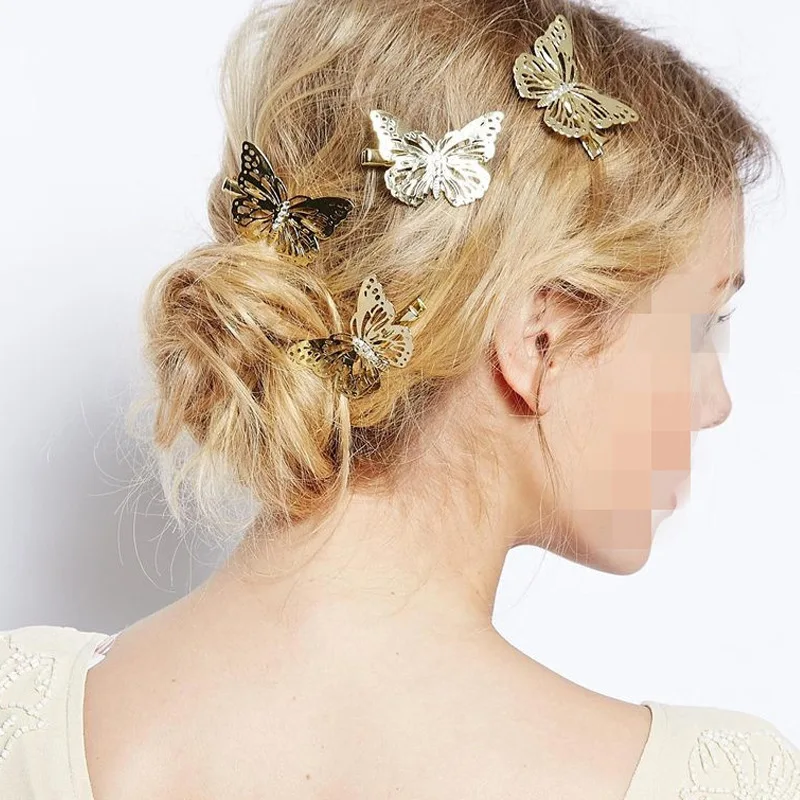 

2pcs Butterfly Hair Decorations Gold Barrette Hair Clip Hairpin For Women Girls Fashion Hair Styling Headdress Women Accessories