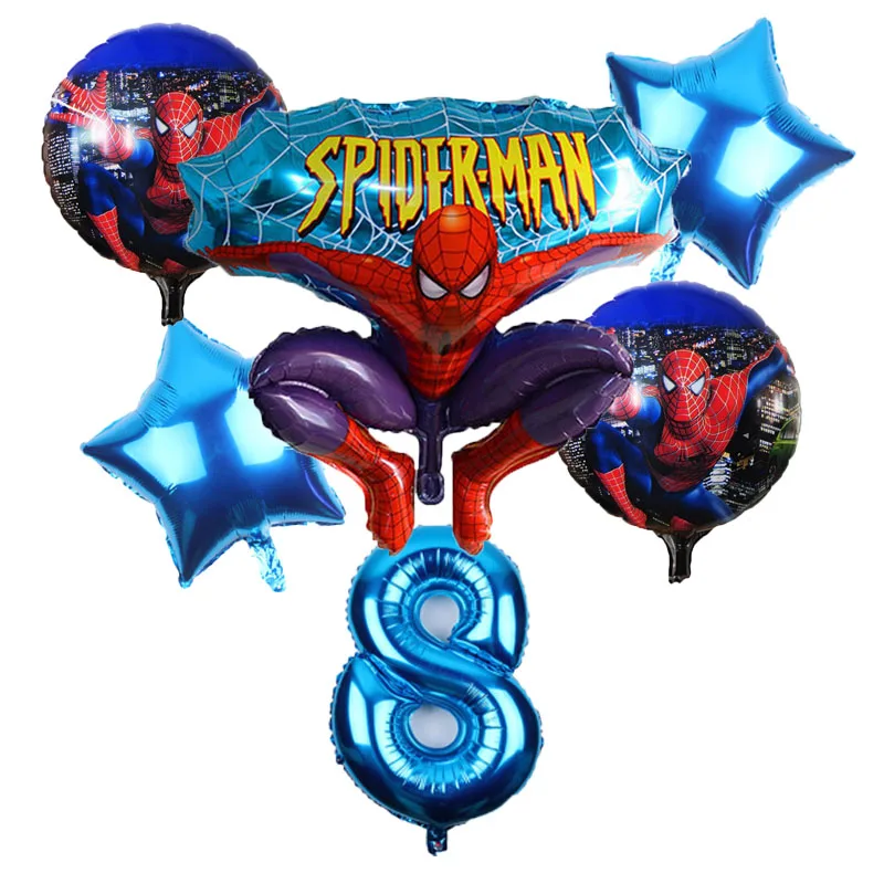 6 шт./лот шары с изображениями Человека-паука 32 дюйма Количество воздушных шаров набор Человек-паук вечерние надувные гелиевые фольгированные шары украшения на день рождения - Цвет: blue 8