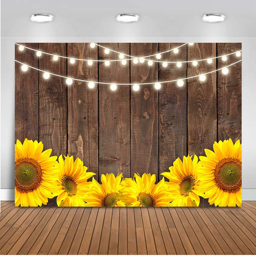 Sunflower Rustic Wood Backdrop Wooden Texture Board Wall Wedding Bridal Shower Birthday Party Photography Background - AliExpress Consumer Electronics