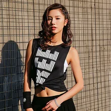 Женский спортивный жилет с принтом букв, длинная свободная рубашка без рукавов для занятий йогой дышащий, сетчатый, для бега, рубашка для фитнеса, Быстросохнущий укороченный топ