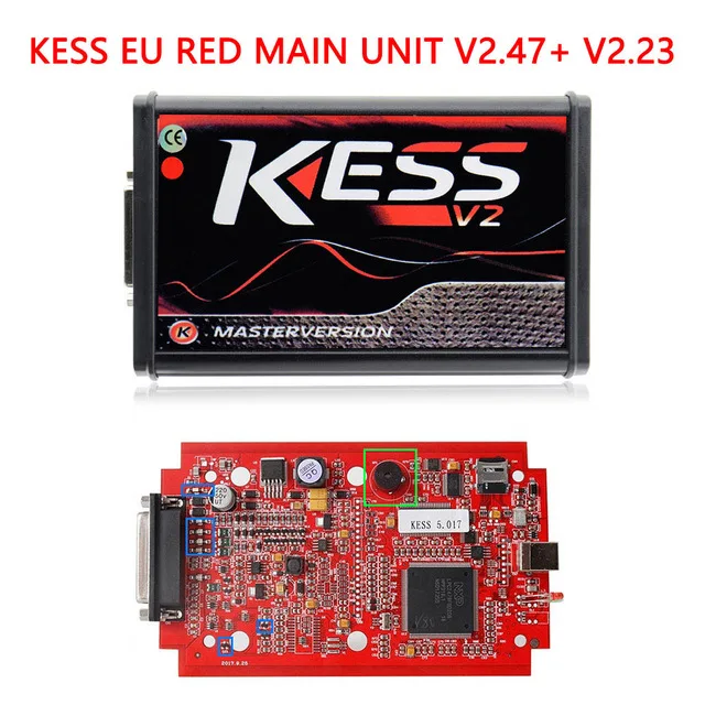 V2.47 ЕС красный Kess V5.017 OBD2 менеджер Тюнинг Комплект KTAG V7.020 4 светодиодный Kess V2 5,017 программатор BDM K-TAG V2.25 программатор системного блока управления - Цвет: kess v2.47 main unit