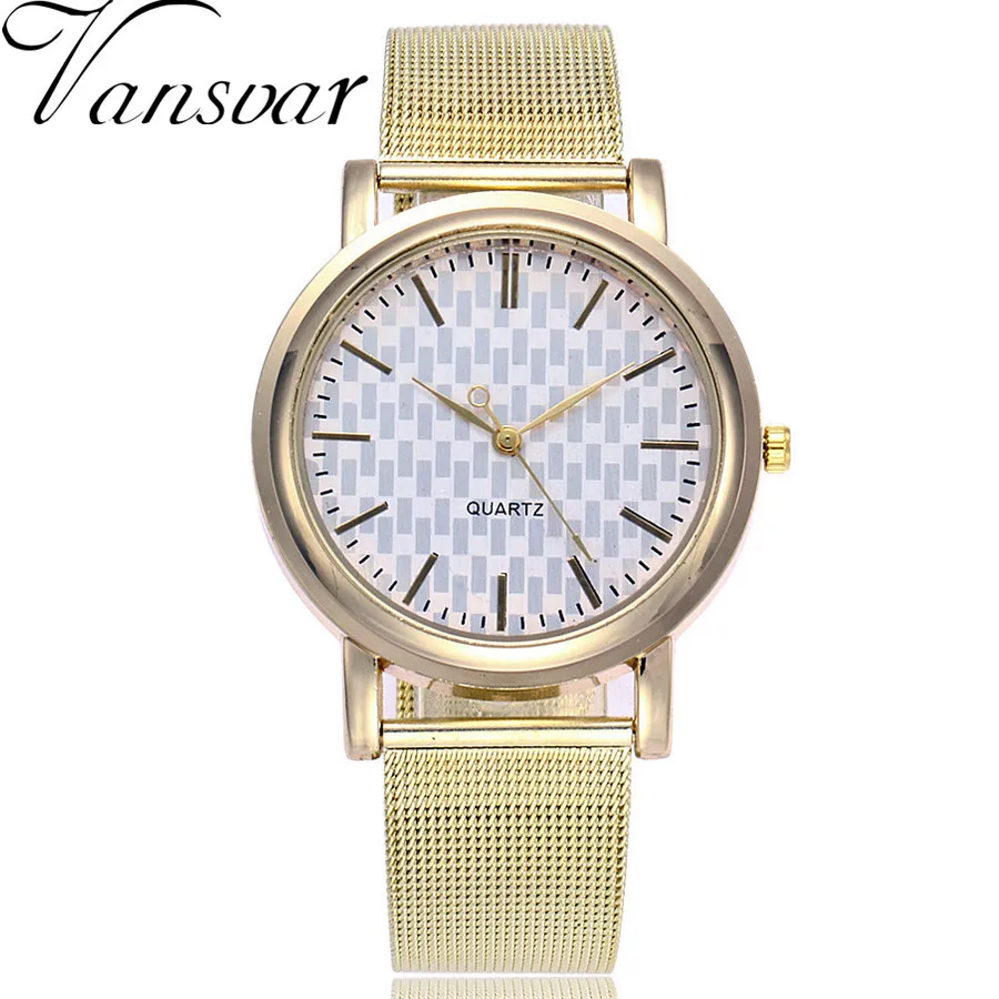 

Vansvar Brand Fashion Silver And Gold Mesh Band Simple Dial Wrist Watch Casual Women Quartz Watches Gift Relogio Feminino