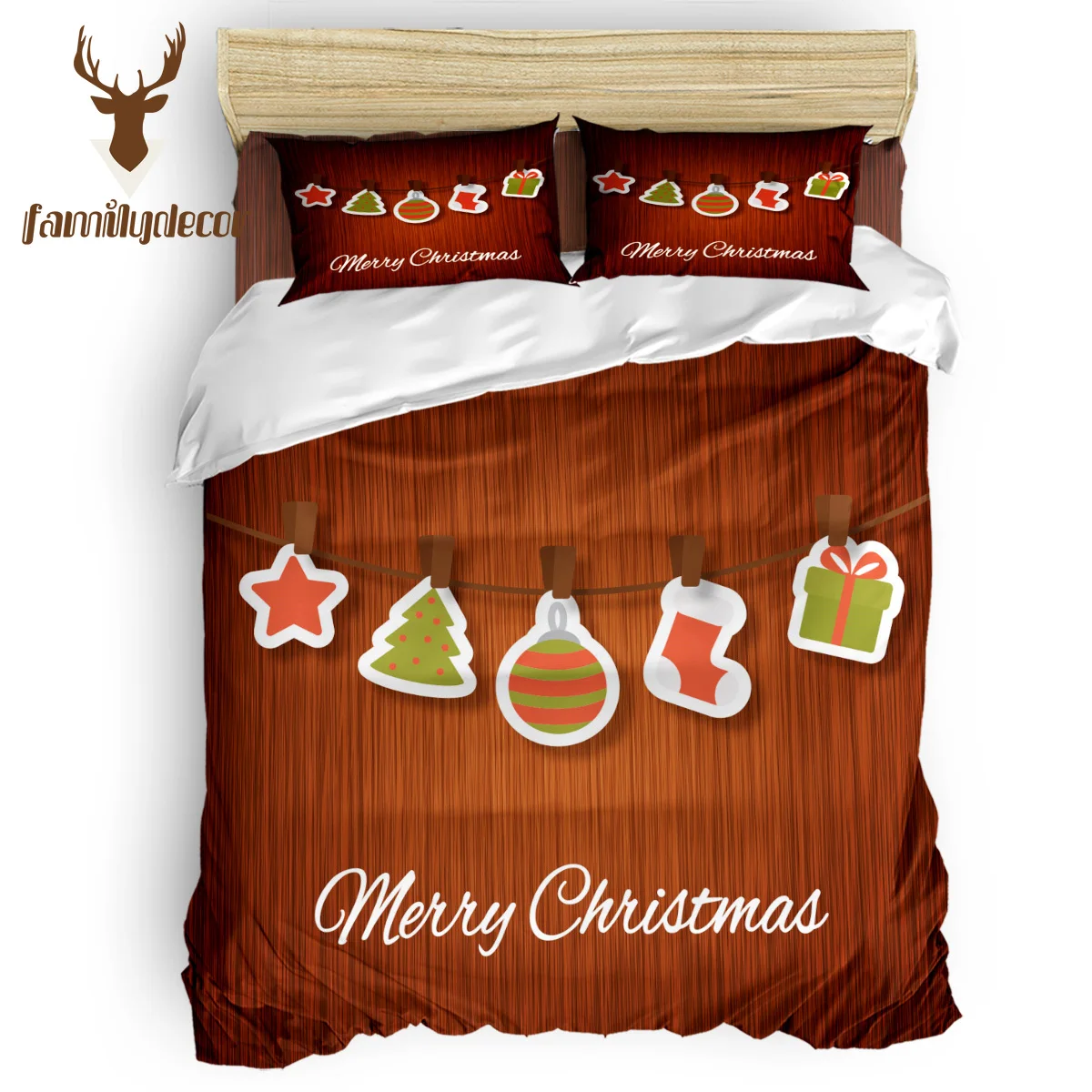 

Family Decor Merry Christams Happy New Year 3 Piece Bedding Sets California King New Year's Day Comforter Sets Easter Sunday