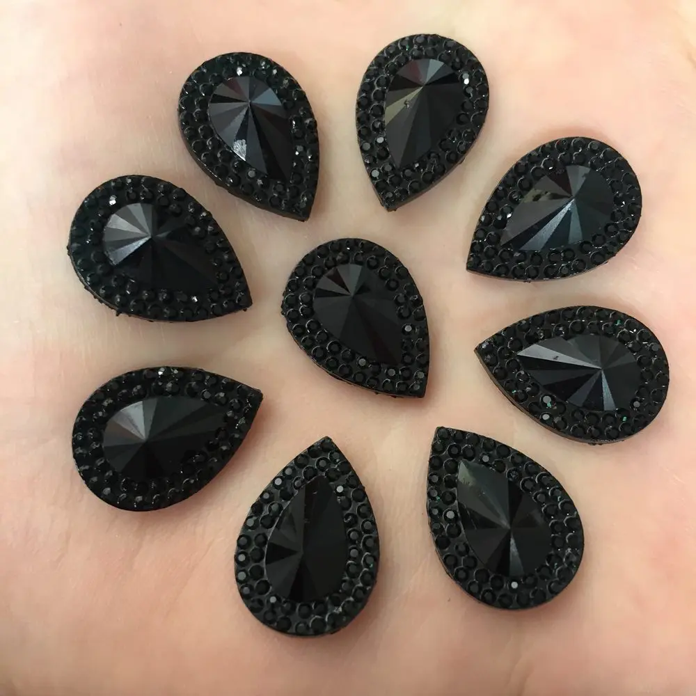 

40PCS resin 13*18mm Black drop Flatback rhinestone scrapbook jewelry making accessories supplies PF505