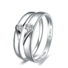Love Diamond Ring 18K White Gold Diamond Wedding Rings Couple Set Genuine Gold Engagement Ring Wedding Band