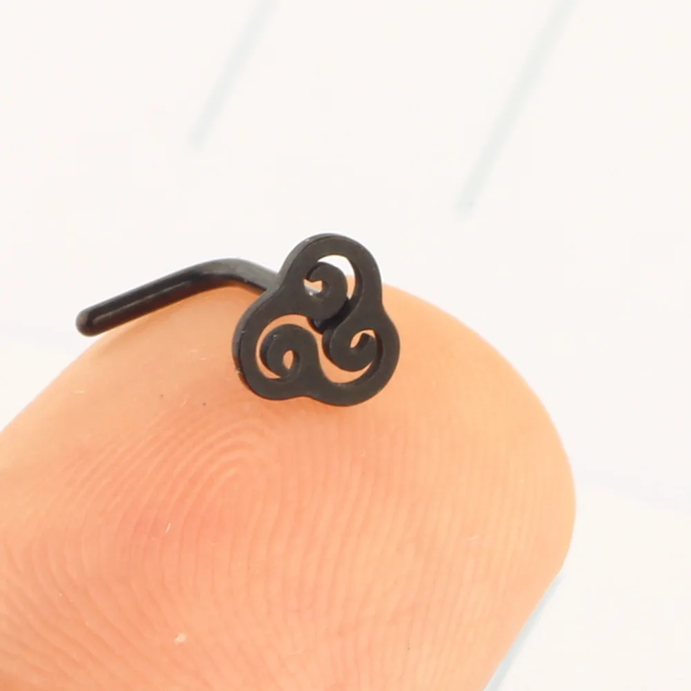 JUNLOWPY 20G Surgical Steel Mix Color Nose Stud Rings L Shaped Piercing Jewelry Nose rings nose piercing body Sprial Wholesales