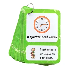 Часы с английским временем выражают повседневную жизнь студентов, Короткие предложения, просветление, английские карты, раннее образование, обучение