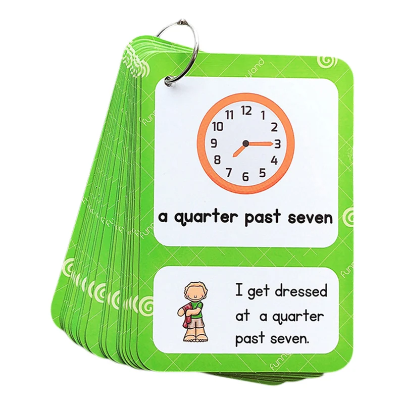 

English Time Clock Expresses Students' Daily Life Sentence Short Sentence Enlightenment English Card Early Education Learning