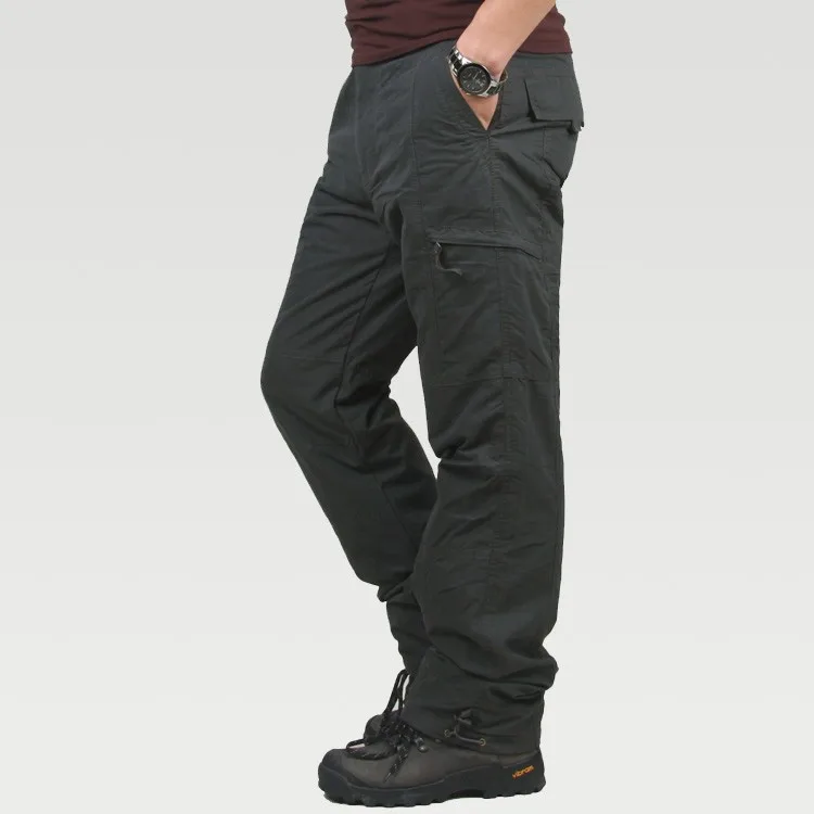 Зимние двухслойные Толстые мужские брюки карго, повседневные Теплые Мешковатые хлопковые брюки для мужчин, мужские военные камуфляжные тактические брюки - Цвет: AX02 Gray