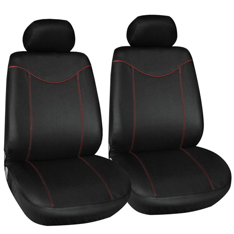 2pcs Front Seat Cover Universal For Cars Simple Protective Seats Car-covers Black Automotive Interior Decoration - Название цвета: 2 Front Black Red