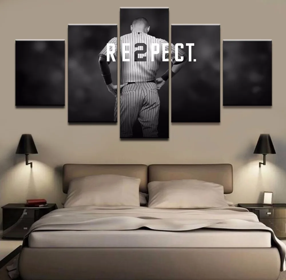 5 Pieces Derek Jeter Baseball Sports Poster Canvas Printed Wall Art Modern Home Decor Pictures Painting | Дом и сад