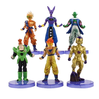 

6pcs/lot 14cm Dragon Ball Z Super Saiyan PVC Figure Model Toy cool Son Goku Broli Piccolo Frieza Champa Figure Model Toy gift