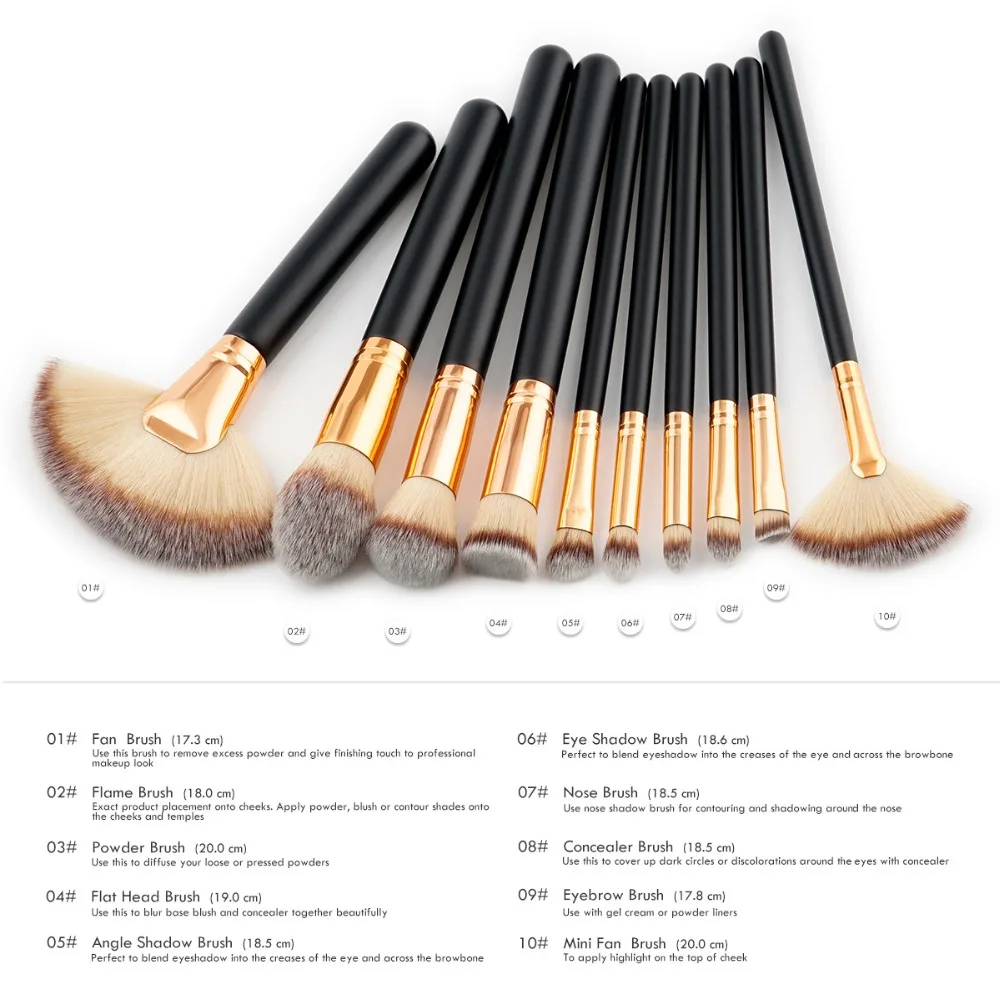 

10pcs Oval Makeup Brush Pincel Oval Toothbrush Soft Makeup Brushes Professional Foundation Rose Gold Makeup Brush Set Women Girl
