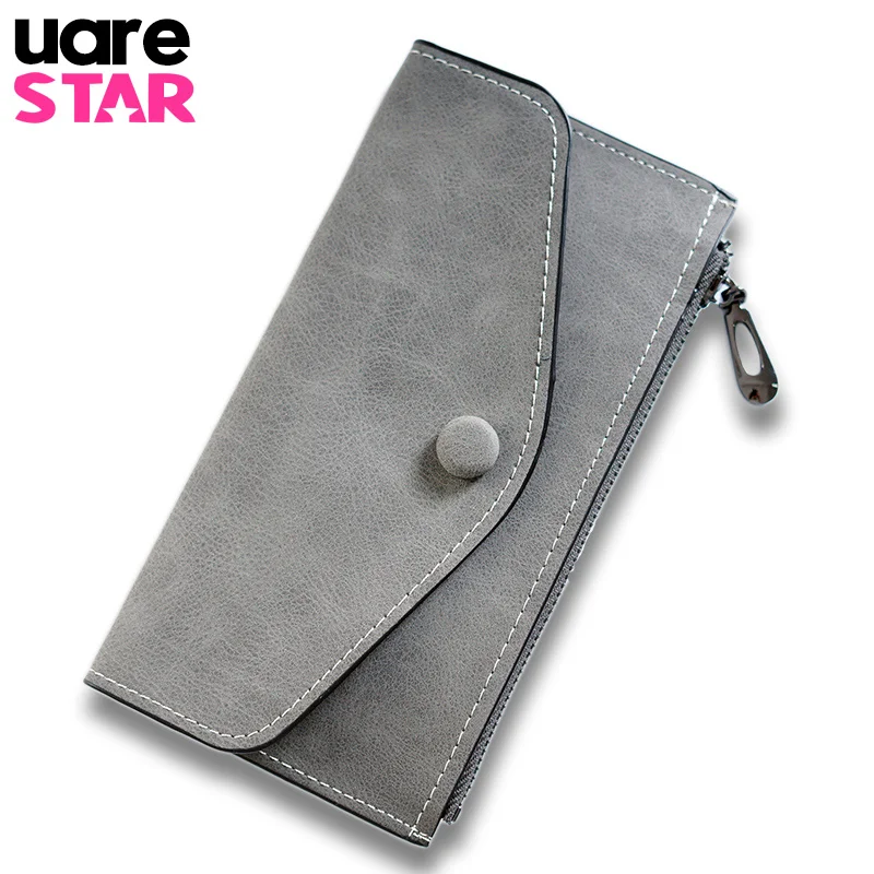 2017 Matte Leather Women's Wallet Zipper Bag Vintage Female Wallet Purse Fashion Card Holder Phone Bag Portefeuille Femme