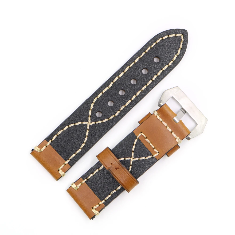 Rolamy Watch Band 20 22 24 26mm Leather Strap For Tag CARRERA Omega Montblanc Panerai Daytona Submariner Tissot Watchbands Strap