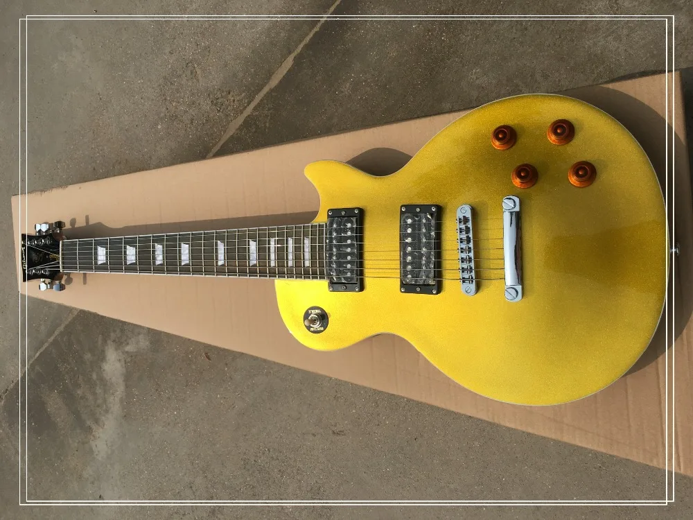 

gold dust top electric guitar 7 strings guitar one piece body and one piece neck rose wood fingerboard mahogany wood body