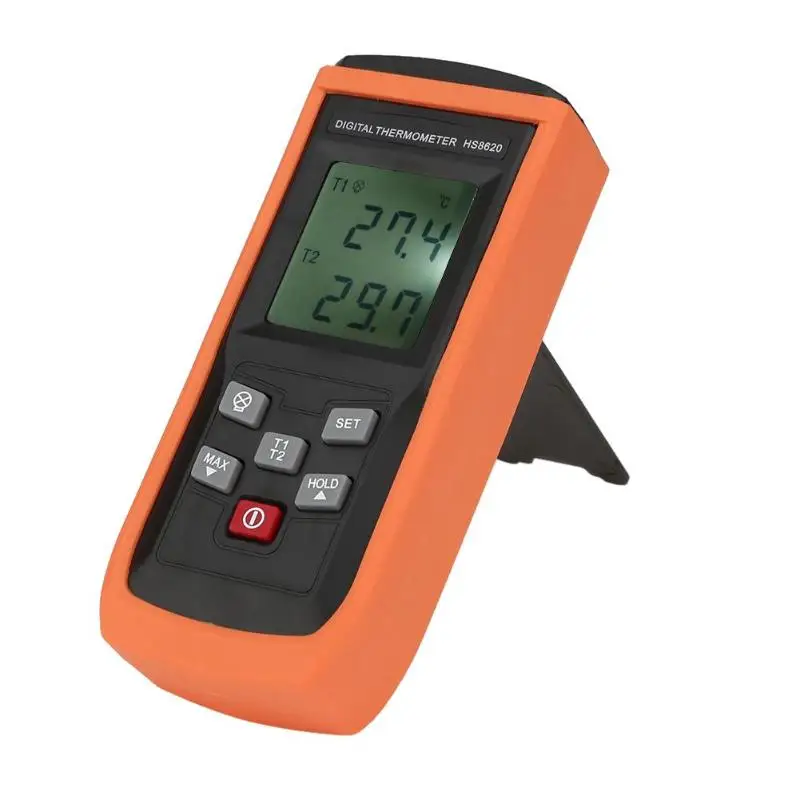 

Portable Digital Dual Channel Probe K-Type Thermocouple Thermometer Pyrometer Temperature Meter Tester w/Backlight
