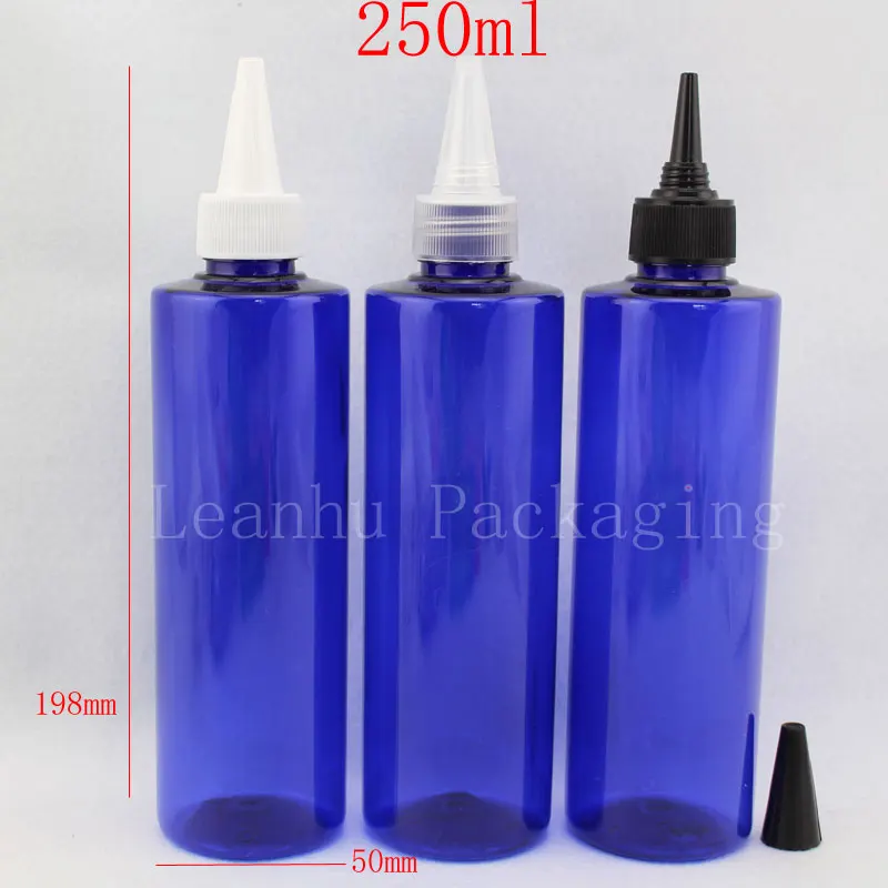 wholesale 250ml X 20 blue color round empty plastic bottles container