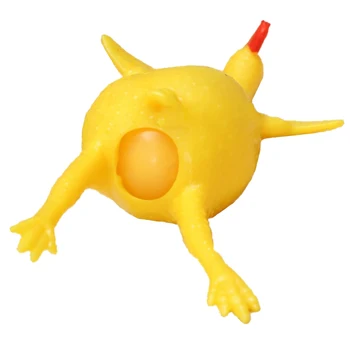 

HOT SALE Rubber Egg Laying Plucked Bald Chicken Stress Relief Squeeze Ball Reliever Toy Yellow