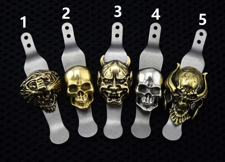 

Five Type Hinderer XM-18 design Tc4 Titanium pocket Knife clip+BRASS Skeleton BEAD