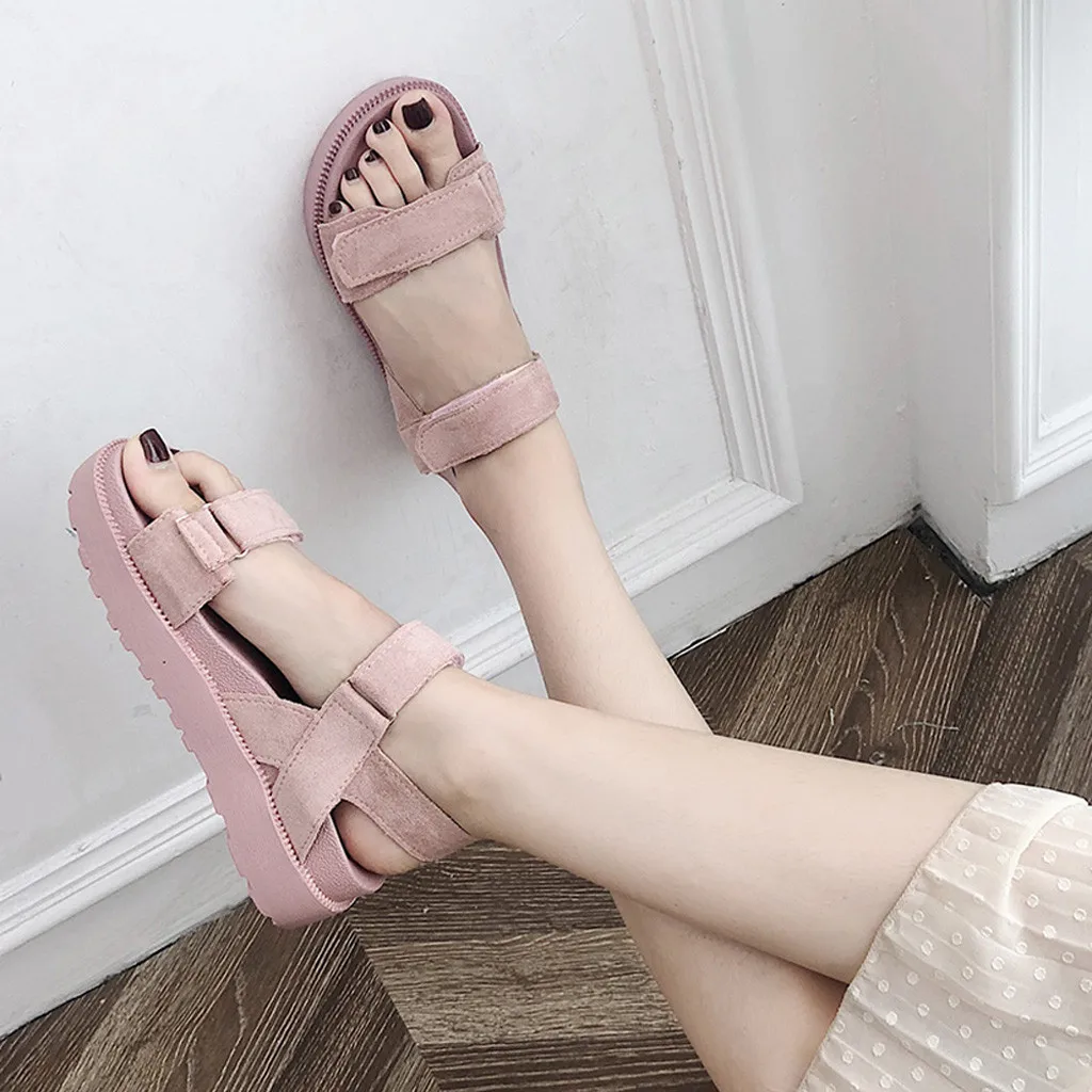 

4cm Platform Sandals Women Wedge High Heels Shoes Women Buckle Leather Canvas Summer Zapatos Mujer Slippers Woman Sandal 2019