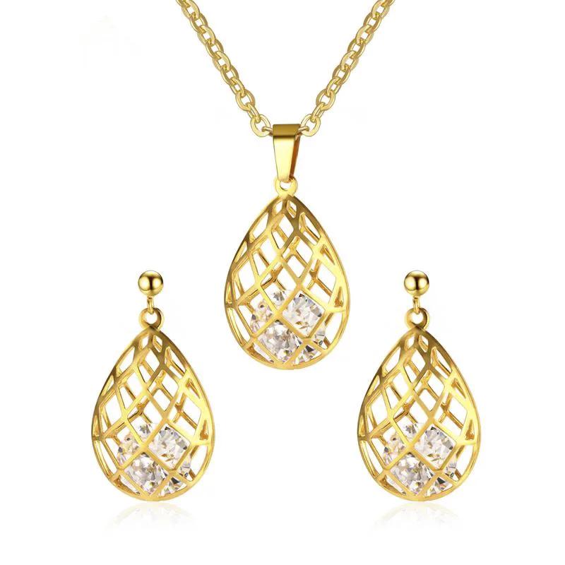 Модные женские циркониевые украшения полые Дизайн ожерелье серьги комплект из двух частей хорошие подарки Ювелирная упаковка