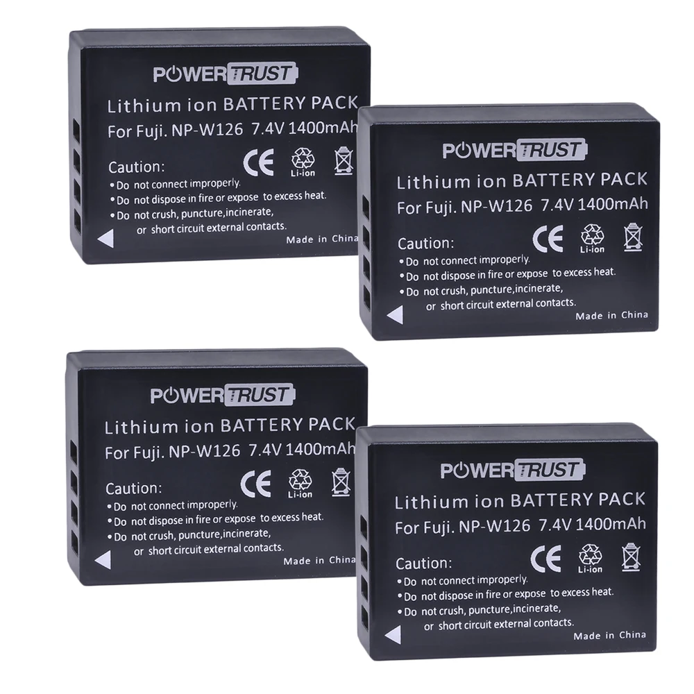 Bateria da Câmera para Fuji Xt20 Xpro1 Pro2 Xe1 W126 Xe2 Xa1 Xa2 Xt2 Xt10 Xm1 Xm2 Xt1 Hs33 30 35 50 Np-w126 4×1400 Mah np X100f