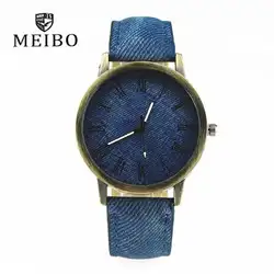 MEIBO Relojes для женщин повседневные часы деним дизайн кожаный ремешок мужской повседневное наручные Relogio Masculino женские часы