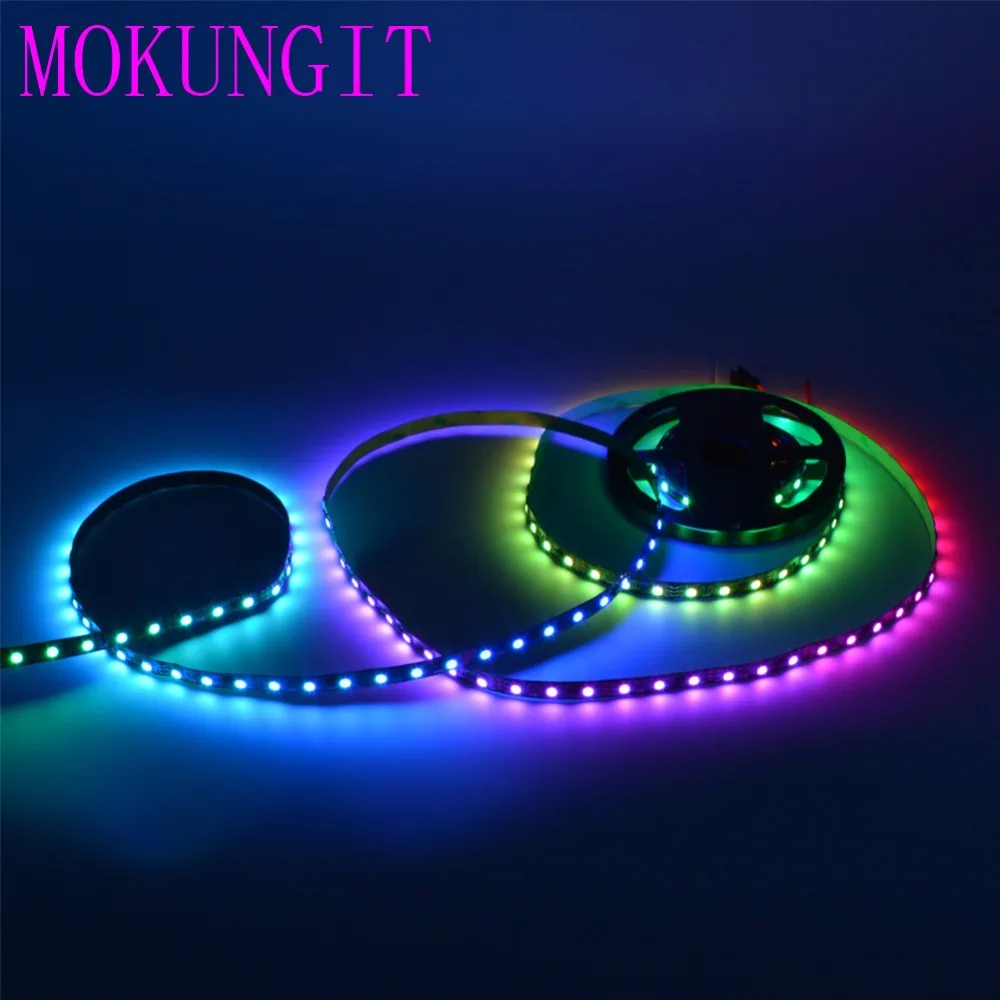 Mokungit 100 м 20x5 м DC12V WS2811 60leds/м Мечта Цвет 5050 RGB адресуемых гибкие светодиодные полосы света не Водонепроницаемый белый PCB
