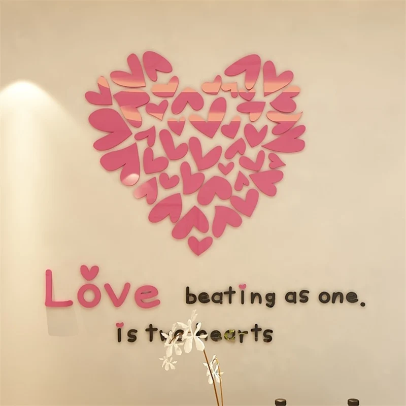 Romantic Loving Hearts 3D Acrylic Wall Sticker Wedding Room Decor Living Room Bedroom Kitchen Wall Stickers DIY 3D Stickers Romantic Loving Hearts 3D Acrylic Wall Sticker Wedding Room Decor Living Room Bedroom Kitchen Wall Stickers DIY 3D Stickers
