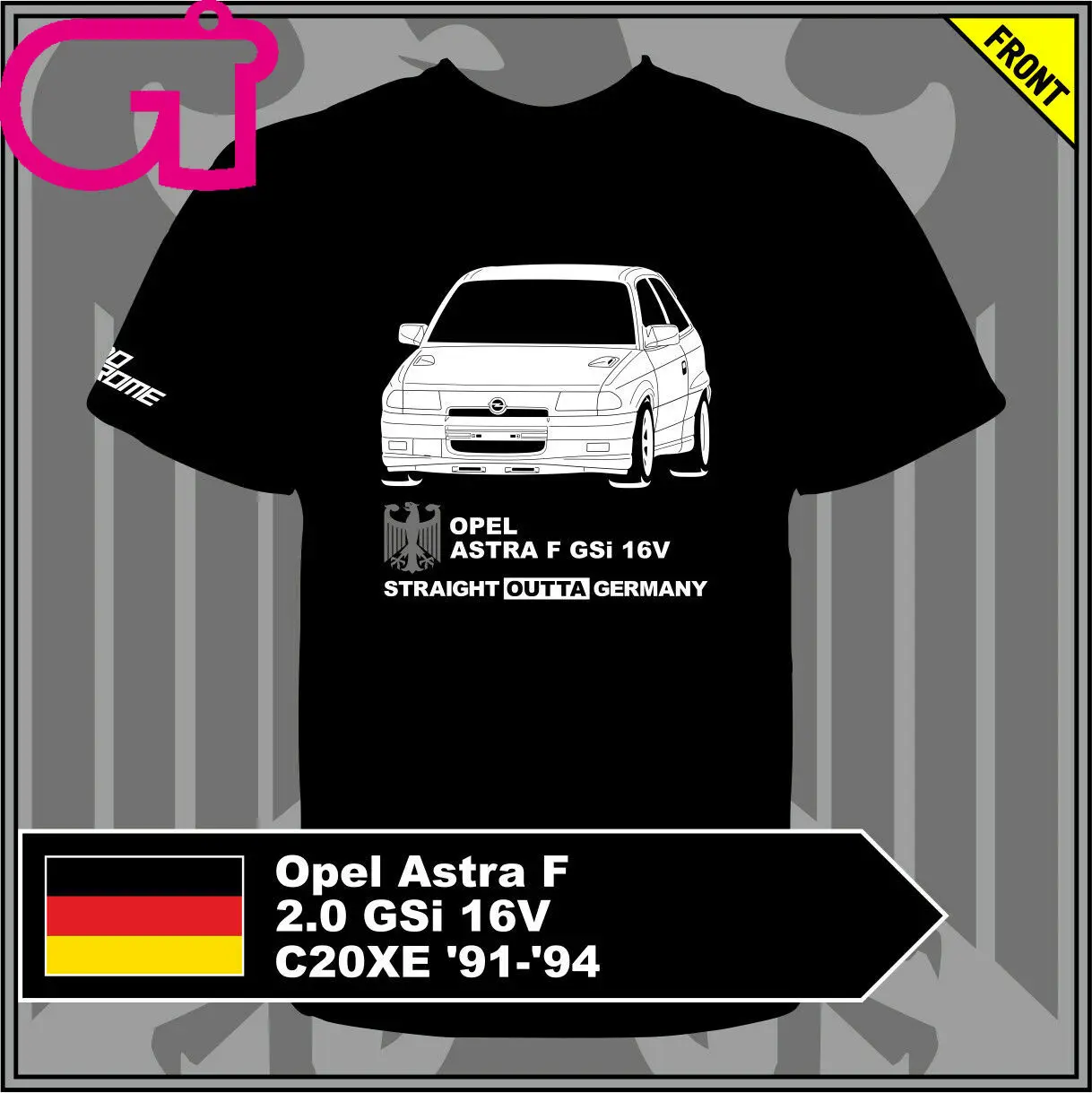 

GT-shirt Opel Astra F 2.0 GSi 16V C20XE '91-'94 Tshirt tee