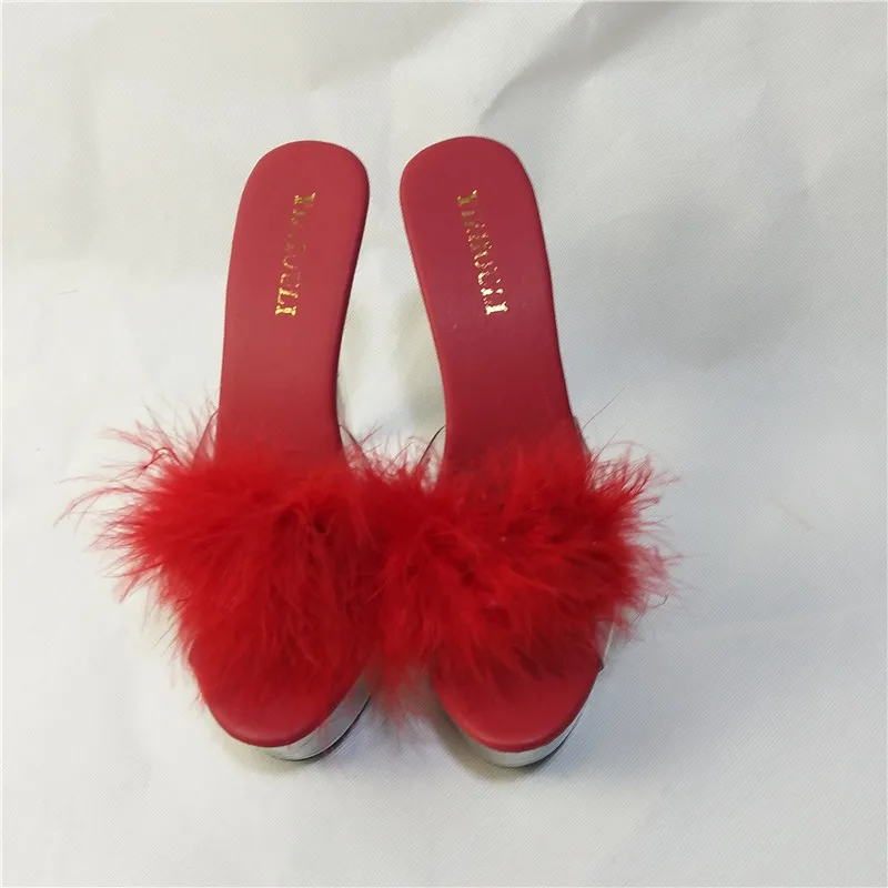 Sexy Crystal 15CM Sexy Feather Design Super Shoes Party Heels Ladies 6 inch High Heels Dance Shoes