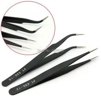

2X Stainless Steel Eyelash Pick Tools Cosmetic anti-static Tweezers Free Static