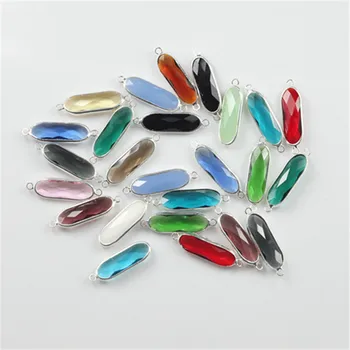 

50pcs Best quality double buckle 9x27mm murano glass beads for DIY jewelry making twinkling oval crystal spacer bead connector