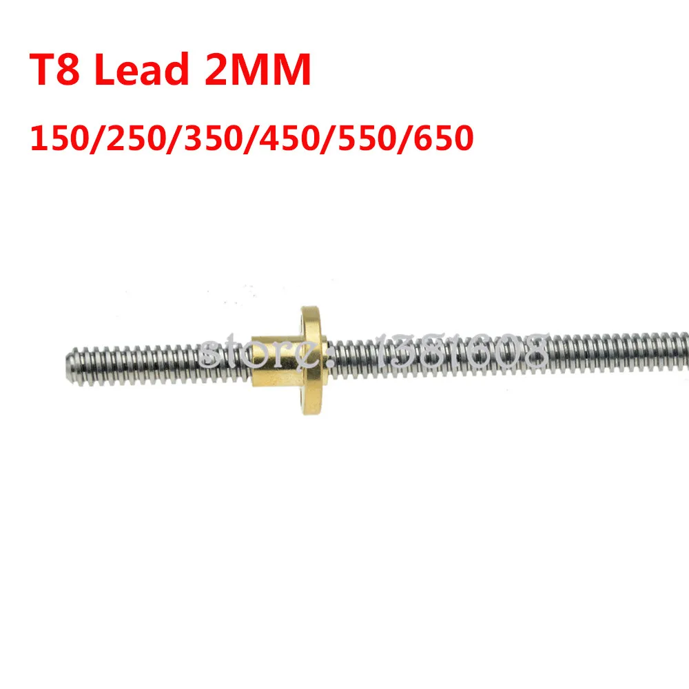 2mm-Threaded-Rod-LeadScrew-Mounted-Ball-Bearing-T8-Nut-3D-Printer-ACME-Stepper 