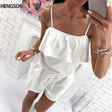 Спортивный костюм женский комплект летний спортивный костюм с открытыми плечами комбинезон с оборками Женская спортивная одежда комплект для бега