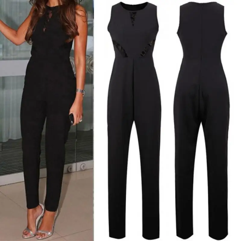 Summer Sleeveless Jumpsuit Lace Evening Party Clothes Playsuit Ladies Slim Long Pants Casual Full Length Jumpsuit