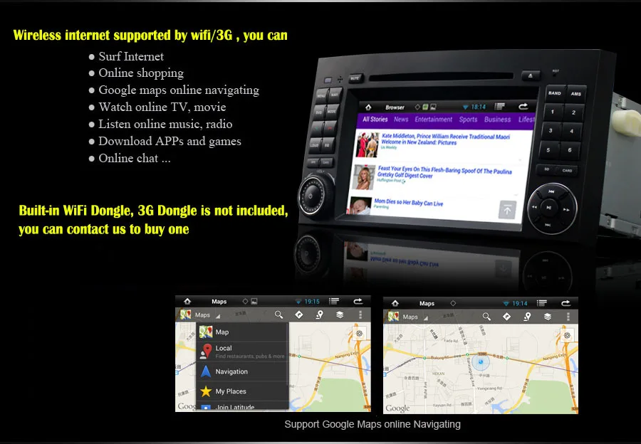 Excellent 7" HD Android 8.1 OS Car DVD Player for Mercedes Benz GPS Nav Radio Stereo Bluetooth TV Wifi 3G Free GPS Card 2017 New Sales 5