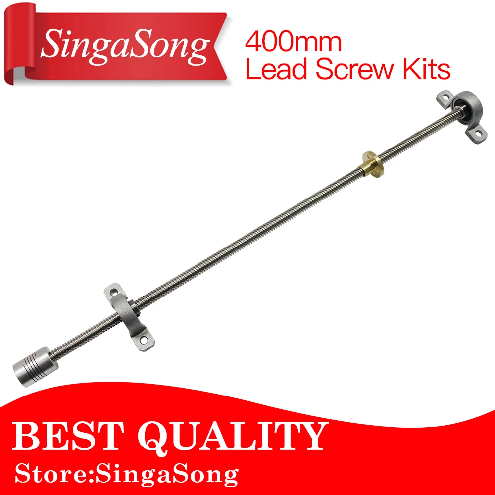 

Free shipping T8 Lead screw 400 mm 8mm + brass copper nut + KP08 bearing Bracket +Flexible Coupling for 3D printer&CNC
