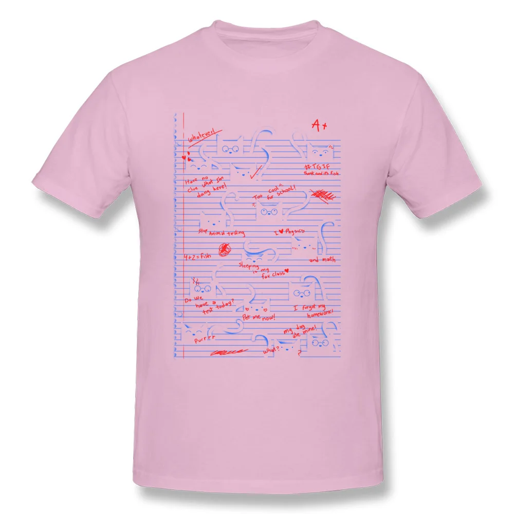 Family Tshirts Coupons Round Neck Fuzzy Homework Pure Cotton Men Tops Shirt Casual Short Sleeve Top T-shirts Drop Shipping Fuzzy Homework pink