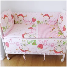 Постельное бельё с клубникой для девочек кроватки Наборы для ухода за кожей, Детские кроватки Детская кроватка бампер, детская кроватка бампер, розовый, хлопок, материалы(бампер+ лист+ наволочка